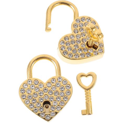de 2 cadenas en forme de cœur dorés petits cadenas en métal