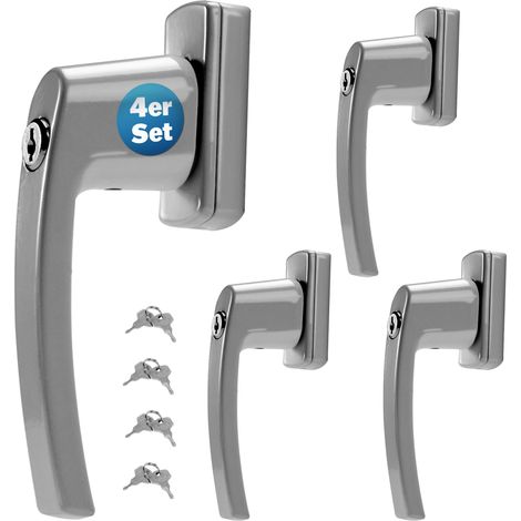 Monzana – Poignée de fenêtre verrouillable en acier inoxydable – Serrure cylindrique – Sécurité enfant – Entraxe 43mm – Longueur 63mm