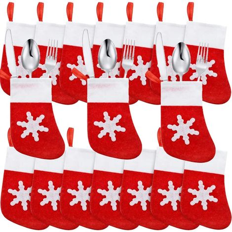 30pcs Mini chaussette de Noël, tissu polaire non tissé, avec boucle de suspension, pour sapin cheminée maison restaurant (1/5)