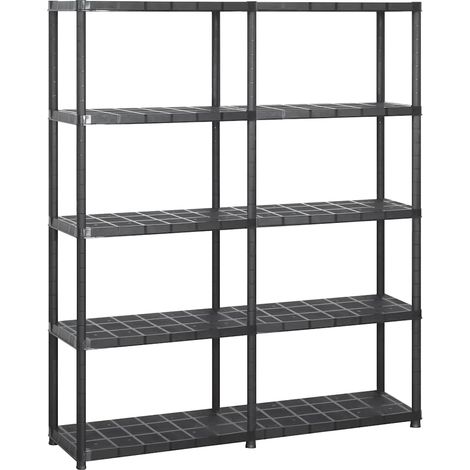 vidaXL Estanterías de almacenaje 5 niveles plástico negro 142x38x170cm (1/5)