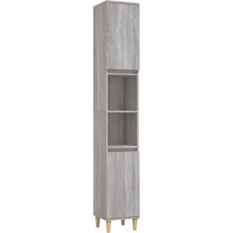 vidaXL Bathroom Cabinet Grey Sonoma 30x30x190 cm Engineered Wood