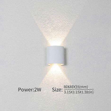 Lámpara de pared LED, bombilla LED, luz exterior con sensor de movimiento, resistente al agua IP66, luz de pared para porche, jardín, sala de estar, escaleras (blanco cálido 2W, blanco, sin sensor).