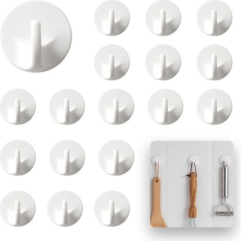 Set di 12 ganci adesivi bianchi - Per bagno, camera da letto, cucina, ufficio (1/4)