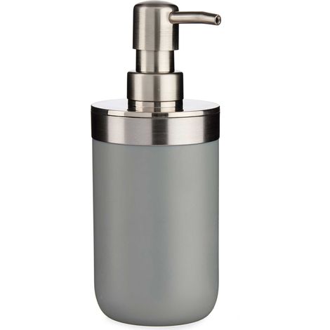 Distributeur de Savon Rond Inox et Plastique Gris (1/3)