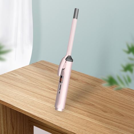 Fer à lisser céramique 13mm avec technologie tourmaline, chauffe rapide et écran LCD rose - pour des boucles durables et soyeuses (1/5)