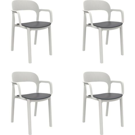 Fauteuils Ona garbar plastique blanc gris (Lot de 4) (1/5)