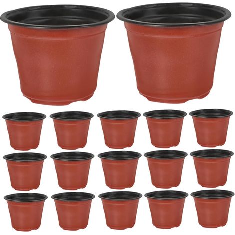Pots De Fleurs - 20 Pièces - Plastique PP - Avec Trous De Drainage - Pour Jardin Et Intérieur - Marron (1/5)