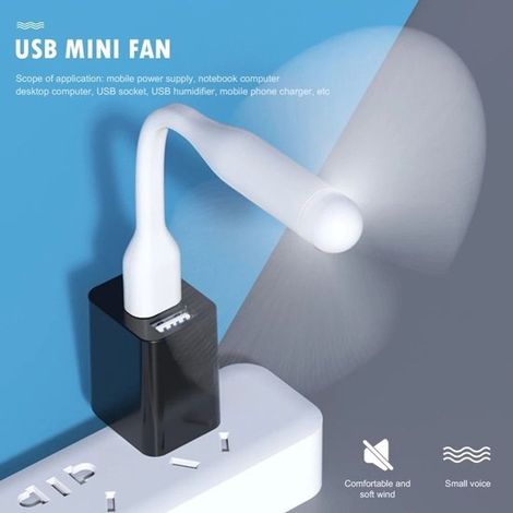 Ventilador USB flexible, mini ventilador portátil, enfriador, ventilador para teléfono móvil para exteriores - blanco (1/5)