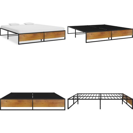 Bettgestell Schwarz Metall 180x200 cm - Bettrahmen - Doppelbett - Metallbett - Schwarzes Bett - Boxspringbetten - Home & Living