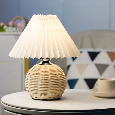LED rotin plissé lampe salon lampe de table étude lampe de bureau lampe de chevet lampe de chevet maison bureau décoration veilleuse (1/4)