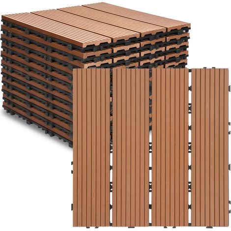 SWANEW Piastrella per terrazza Piastrelle per giardino ad incastro Rivestimento Piastrelle 30x30 in legno composito marrone 44pz (1/5)