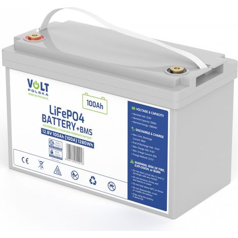 BATTERIA VOLT LiFePO4 12,8 V 100 Ah (100 A) + BMS SENZA MANUTENZIONE (1/3)