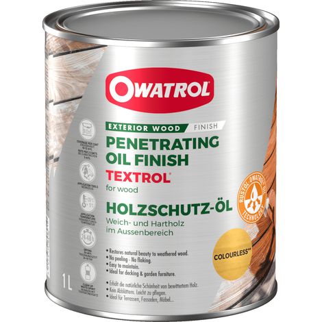 Owatrol – Saturateur bois extérieur Textrol 1L – Protection profonde contre humidité et UV – Finition mate aspect huilé – Pour bois résineux et feuillus