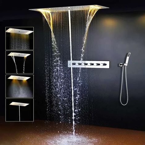 Ciel de pluie thermostatique led chrome, Topale (1/5)