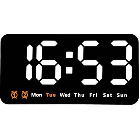Digitale Wanduhr, LED-Digitaluhr, 12/24-Stunden-Anzeige, große Ziffern, geräuschlos, weiß.