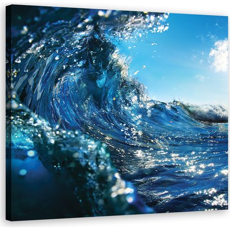 Tableau sur toile Vague de mer bleue 30x30 (1/5)