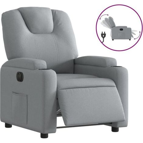 Fauteuil inclinable électrique en tissu gris clair (1/5)