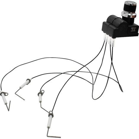 Kit d'allumage pour gril - Quatre sorties avec bougie d'allumage - avec du fil : (Quatre électrodes) (1/4)