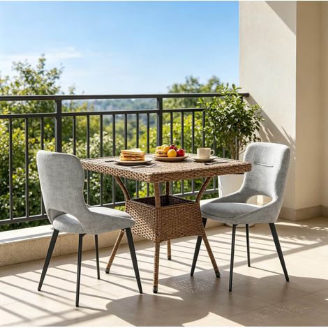 Sillas de comedor tapizadas grises, lote de 2, estructura de metal OKMYHOME (1/5)