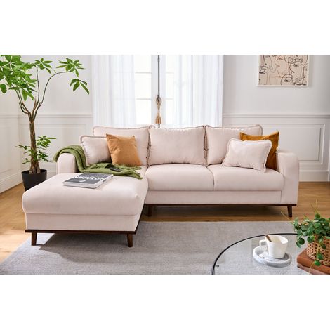 Albane - 4-sitzer ecksofa links - cord - beige (1/5)