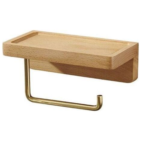 Doppelter Toilettenpapierhalter aus massivem Buchenholz – Wand- oder Selbstklebemontage – Abgerundete Ecken – Dekorative Badezimmerhalterung (1/5)