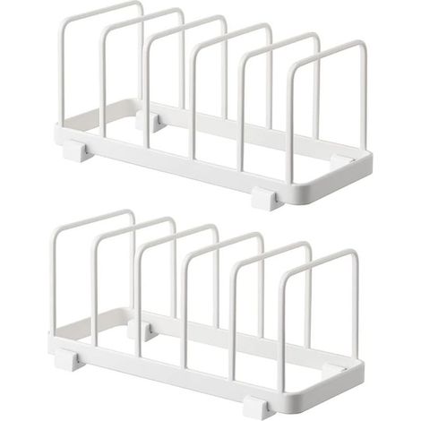 2 PiècesAssiette Organisateur, Égouttoir à Vaisselle, Supports à Assiettes, Organisateur d'Étagère à Assiettes, Rangement de Planche à Découper pour Cuisine Comptoir Placard (Blanche) (1/5)