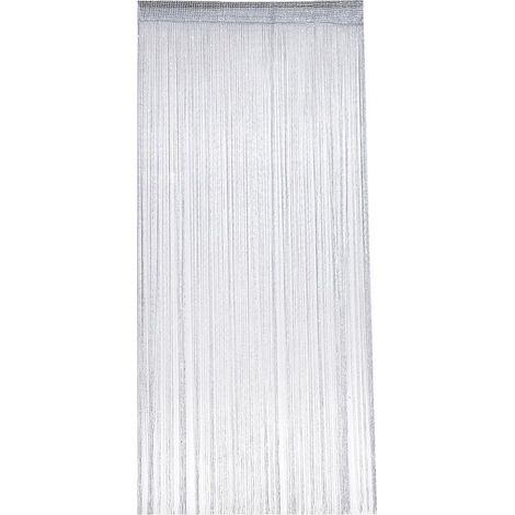 Moustiquaire de porte, 100 x 200 cm, polyester, gris argenté, avec paillettes, anti-mouches et fil argenté, décorative. (1/5)