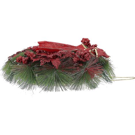 Couronne de Noël décorative avec pendentif en forme de baie (lot de 2) en plastique rouge (1/5)