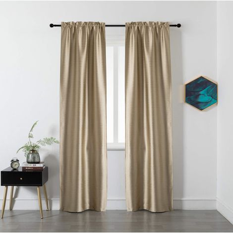 1 paire de rideaux occultants avec effet métallique isolant pour salon, chambre à coucher, bureau, balcon, porte, fenêtre, 2 panneaux avec poche (doré, 70 x 240 cm) (1/5)
