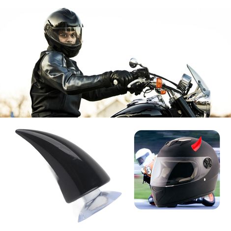 Casque de moto avec cornes de diable et ventouses décoratives, noir (1/5)