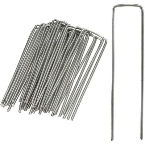Lot de 50 Piquets de fixation sardines pour tente piquet ancrage sol jardin 15 cm de longueur acier galvanisé