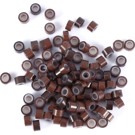 Set mit 100 Silikonperlen für Haarverlängerungen, inklusive Häkelnadel und Lockenzange (1/5)