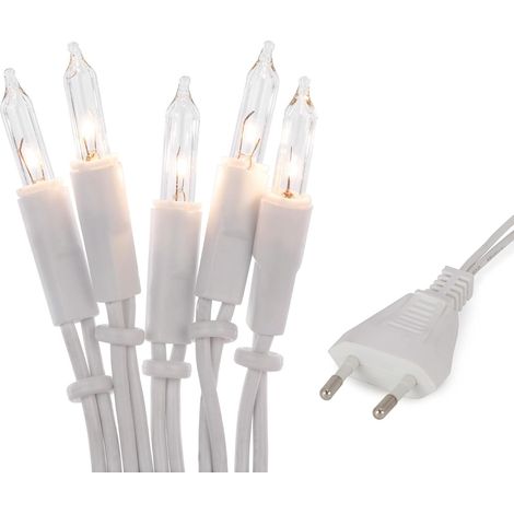 Guirlande Lumineuse d'intérieur alimentée par Secteur - 50 Ampoules claires et Chaudes - 7,35 m - Câble Blanc - 50 lumières avec Prise pour Noël (1/5)