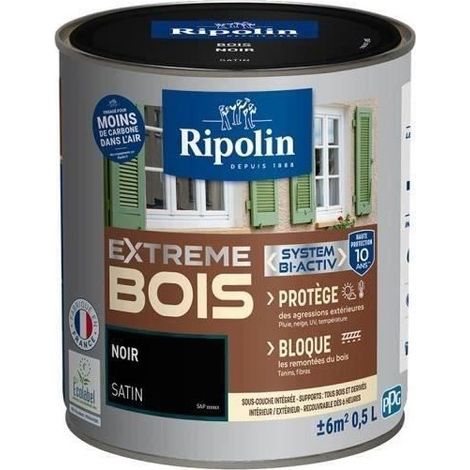 Ripolin – Peinture satin pour bois intérieur et extérieur 0,5L – Haute protection 10 ans – Résistance intempéries et UV – Écologique EU Ecolabel (1/6)