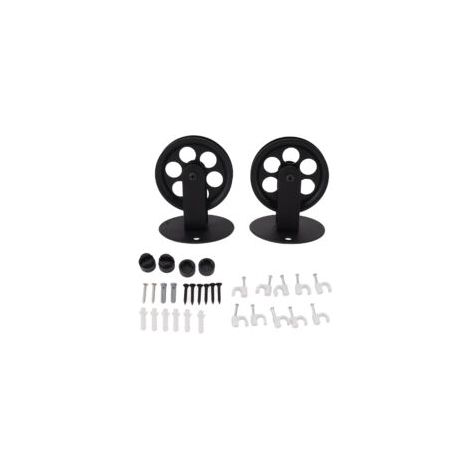Poulies murales vintage noires pour lampe suspendue Lot de 2 Installation facile au plafond Matériau fer Hauteur 9 cm, diamètre 7 cm (1/5)