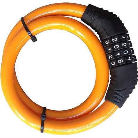 Candado de combinación de 4 dígitos para bicicleta, cable de 60 cm de largo, 11 mm de diámetro, para bicicletas y patinetes, colores surtidos (11 x 600 mm). (1/4)