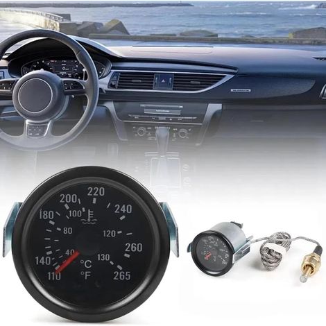 2“ 52mm Kit de jauge de température de l'eau pour voiture, aiguille 12V Indicateur mécanique de température d'eau 40130℃, Indicateur avec LED