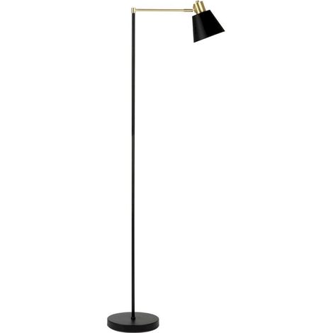 Lampe sur pied métal noir style industriel finition dorée mate - noir mat et doré élégant (1/3)
