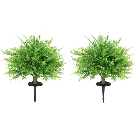 Fougères de Boston artificielles résistant aux UV lot de 2 avec tuteurs 60 cm
