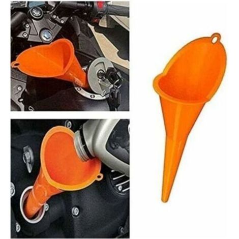 Entonnoir Huile - Entonnoir Filtre - Entonnoir Essence - Kit Complet Antigoutte Pour Motos Harley - Plastique Orange - 5 Pièces (1/4)