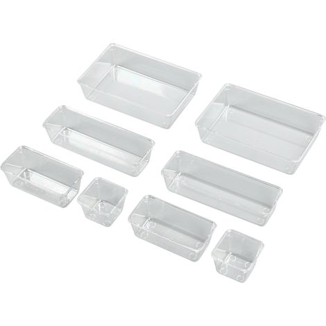 Boîte de rangement transparente en plastique PS 8PCS, boîte de rangement empilable à compartiments pour bijoux, matériel de loisirs créatifs et outils (1/5)