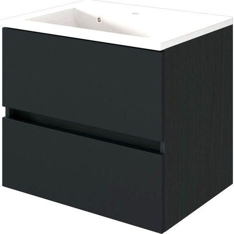 Waschtischunterschrank inkl. Waschbecken 60 cm ARLON-03 matt grau BxHxT 60x56x47 cm (1/3)