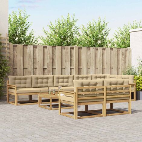 vidaXL Outdoor-Sofagarnitur 9 pcs Weiß und Beige 79 x 79 x 37 cm (1/5)