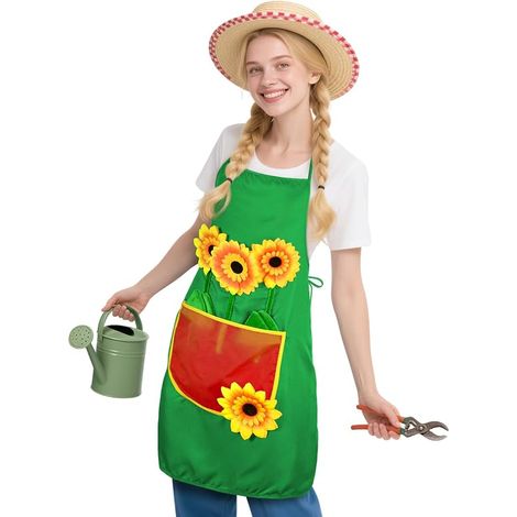 Tablier de Jardinier pour Adultes, Tablier Jardinier Tournesol avec Poche pour Homme et Femme pour Barbecue, Restaurant, Café, Jardinage Fête à Thème Carnaval (1/5)