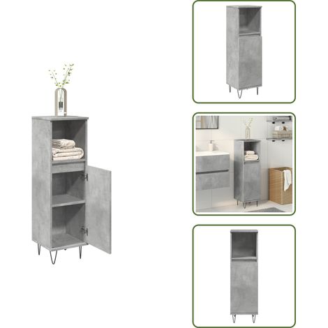 vidaXL Armoire de salle de bain gris béton 30x30x100 cm (1/5)