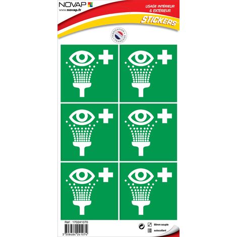 Planche 6 Pictogrammes 80X80mm - Rinçage des Yeux - 4241074