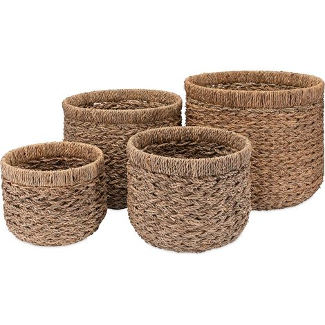 panier de rangement tissé en jonc de mer d40 cm cadre métallique (1/5)