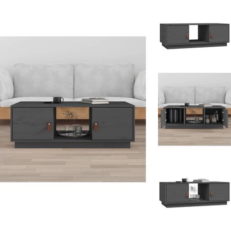 Table basse Gris 100x50x35 cm Bois massif de pin - Table Basse - Meuble Salon - Table D'appoint - Table Latérale - Table Design (1/5)