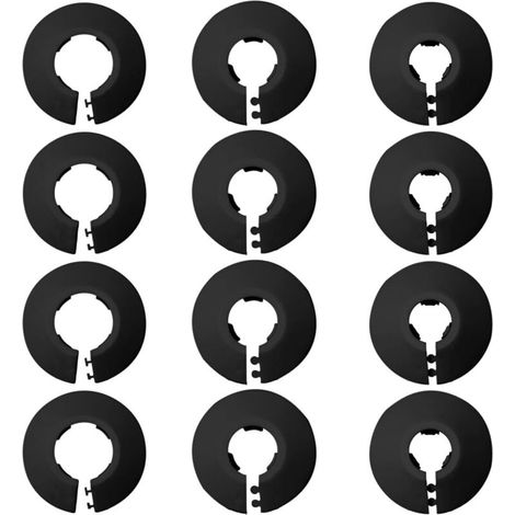 cache tuyau plomberie, 12 Pièces Couvercle de Tuyau de Radiateur Colliers, rosaces pour tuyaux de chauffage, rosace radiateur, pour Tuyau de Type 12， noir