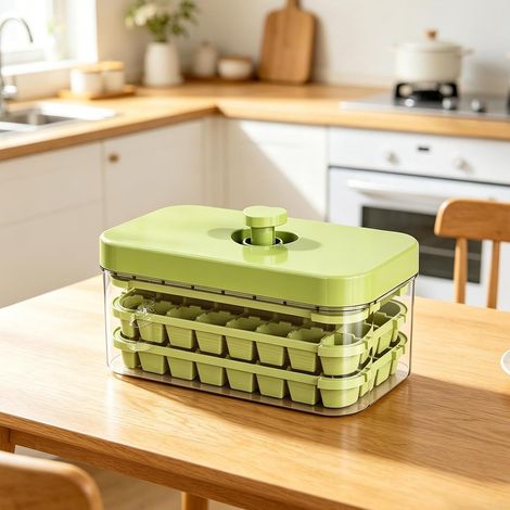 Bac à glaçons, grande capacité,Distribution de glace par simple pression,À double niveau, 64 compartiments,Pour usage domestique (1/4)